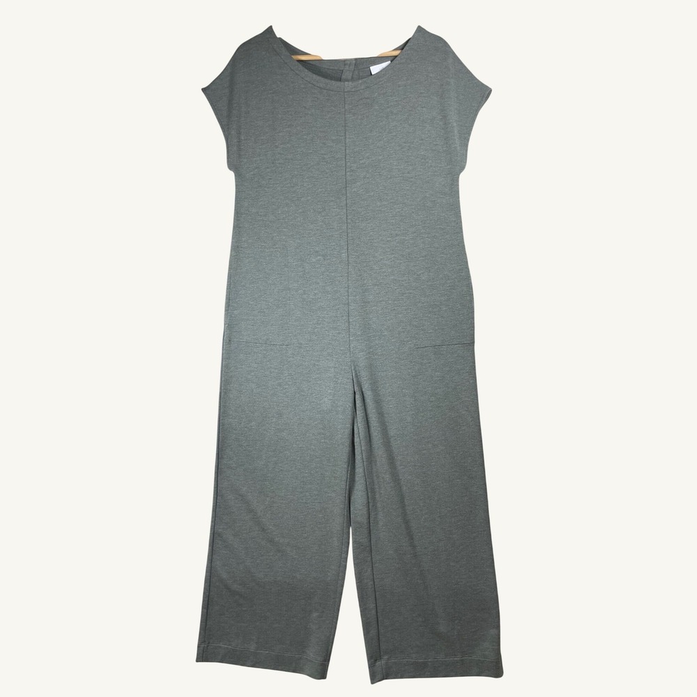 j jill wide leg ankle jumpsuit SP moss green boho cottagecore lagenlook